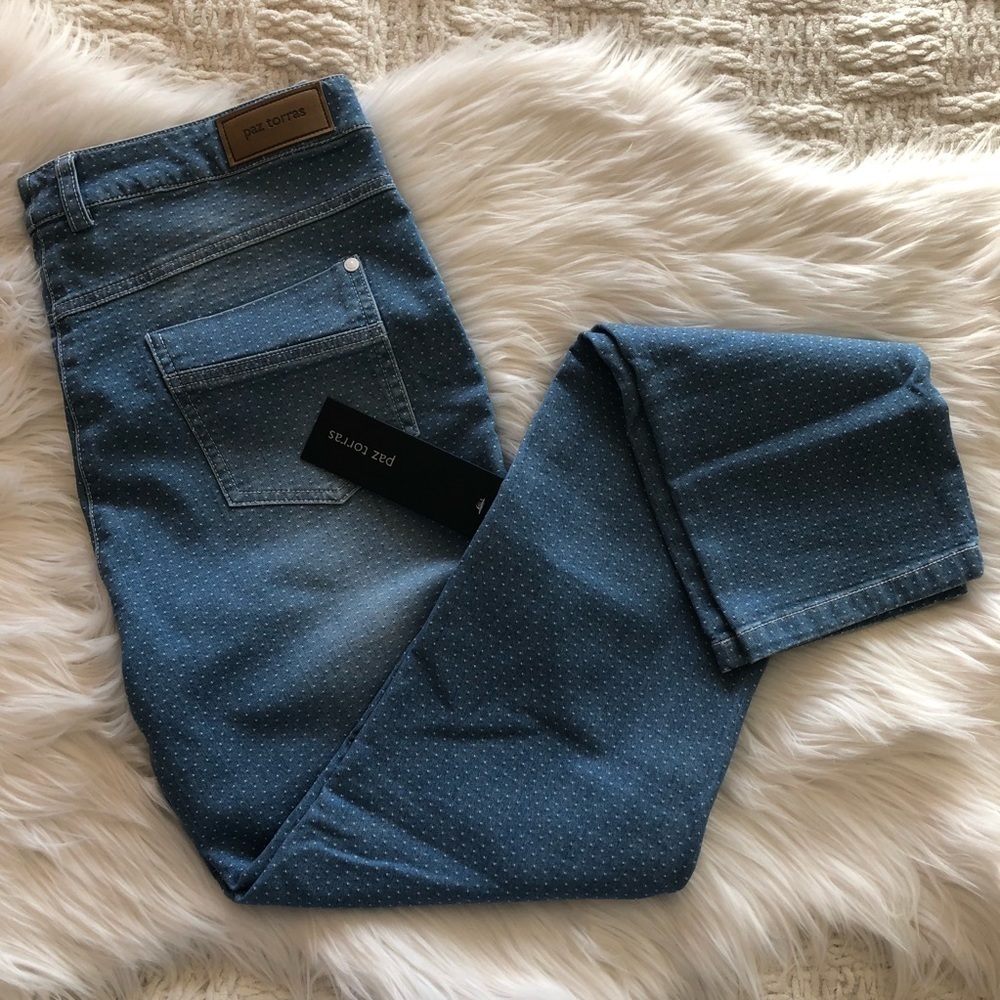 Paz Torras Micro Dot Blue Skinny Jeans 10